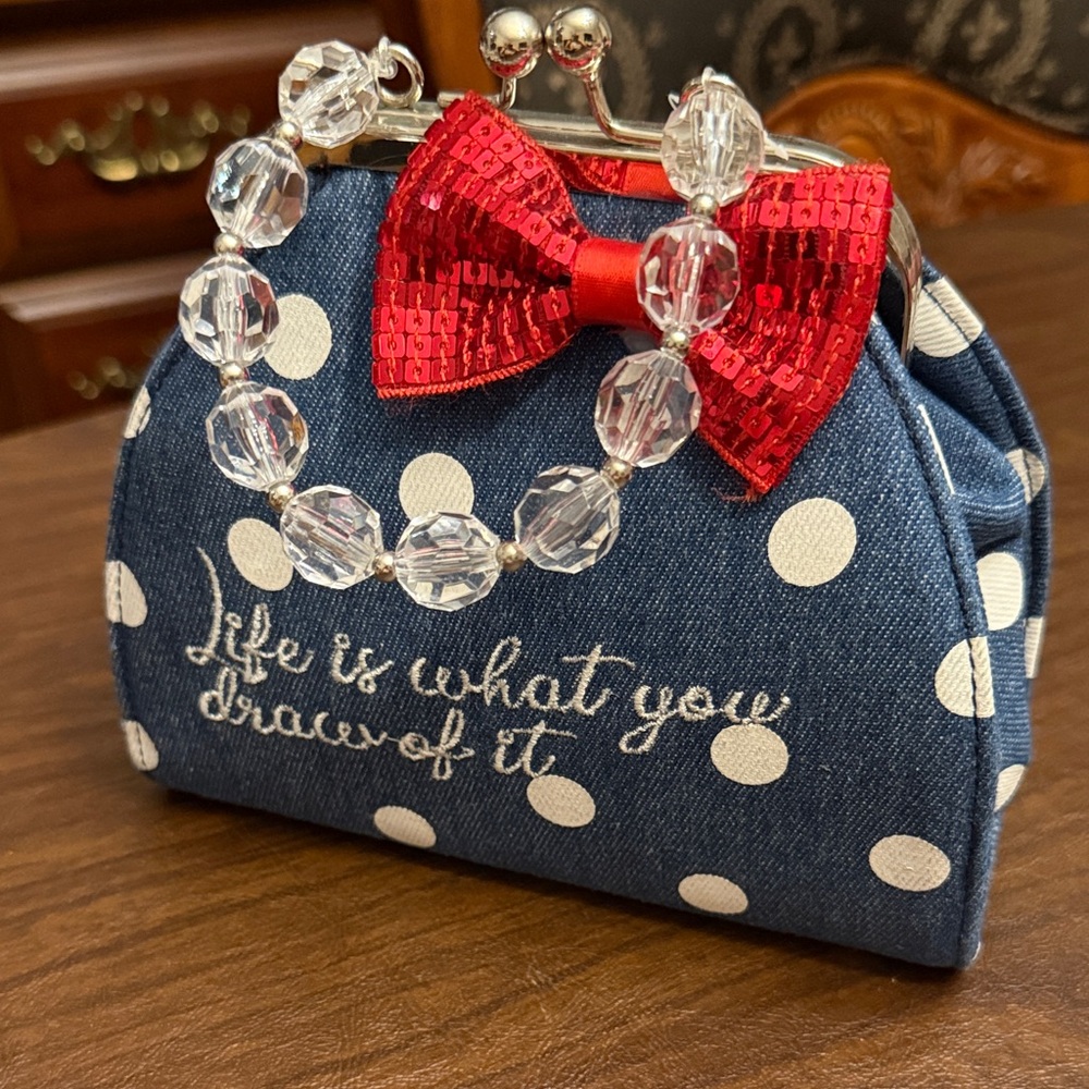 Polka Dot Mini Bag with Red Bow